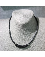 黑色水晶石織皮頸鏈